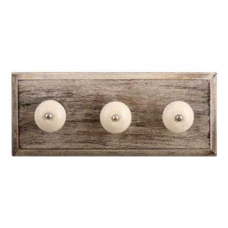 Round Crackle Ceramic Wooden Hooks
